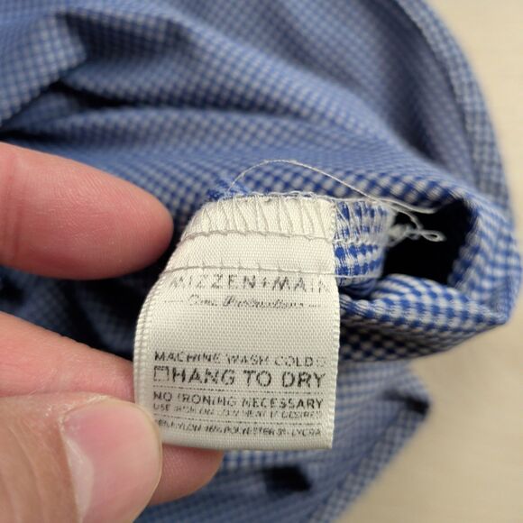 Mizzen + Main Shirt Mens L Tradition Evolved Trim Fit Gingham Check Blue USA - Picture 4 of 11